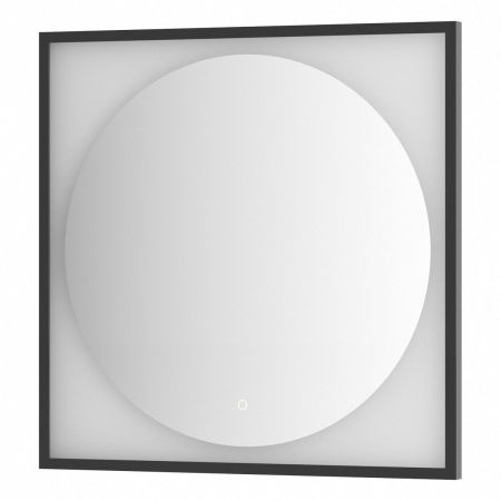 Зеркало Defesto Еclipse 80х80 18W черная рама, с LED-подсветкой, сенсорный выключатель, теплый свет DF 2233S