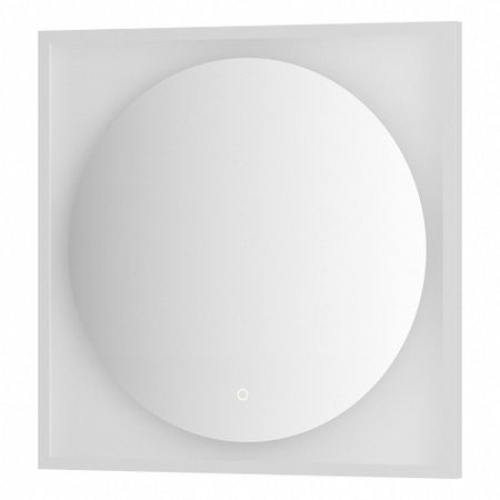 Зеркало Defesto Еclipse 70х70 15W белая рама, с LED-подсветкой, сенсорный выключатель, теплый свет