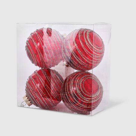 Набор елочных игрушек Unique Treasures A2303RG красные, 4 шт комольцева юлия викторовна новый год от истории елочных игрушек до традиций разных стран 2 е издание