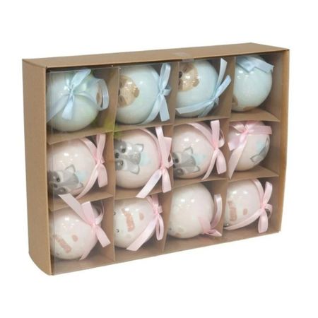 Набор елочных шаров Gerimport Ny 12шт розовый/голубой