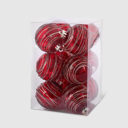 Набор елочных игрушек Unique Treasures 12 шт красный с золотым комольцева юлия викторовна новый год от истории елочных игрушек до традиций разных стран 2 е издание