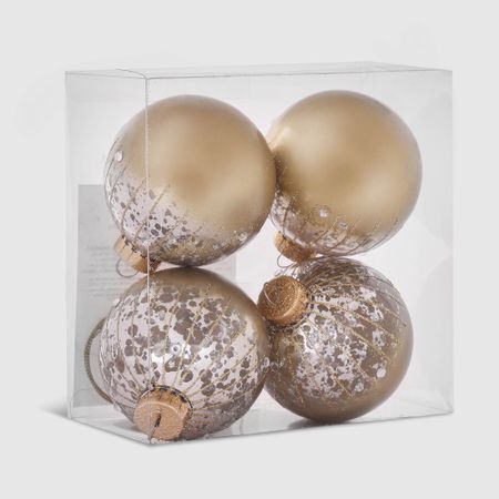 Набор елочных игрушек Unique Treasures 4 шт золото комольцева юлия викторовна новый год от истории елочных игрушек до традиций разных стран 2 е издание