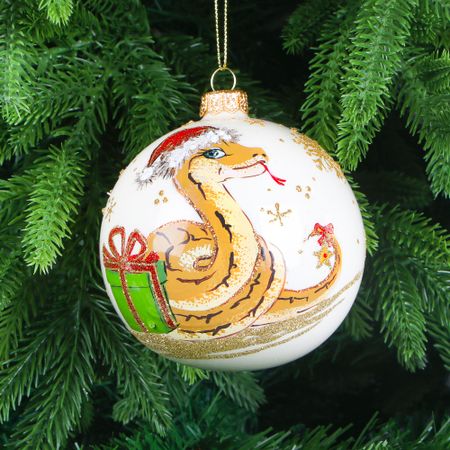 Шар ёлочный Snow and Stars змейка Дед Мороз 10 см