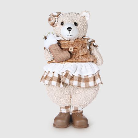 Медведь рождественский Sote Toys в коричнево-белой одежде 55 см