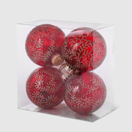 Набор елочных игрушек Unique Treasures 80RS39NS-4211RG 4 шт красный золото комольцева юлия викторовна новый год от истории елочных игрушек до традиций разных стран 2 е издание