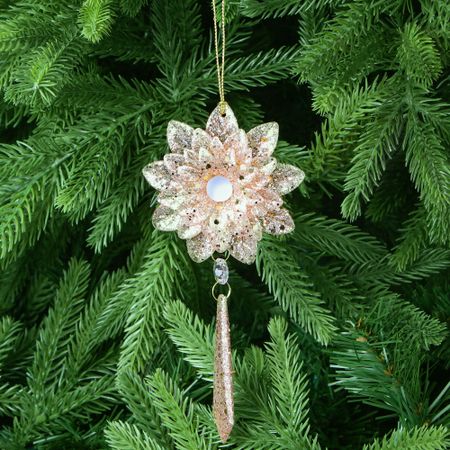 Игрушка ёлочная Christmas Wonderlan из акрила подвеска цветок золотистый