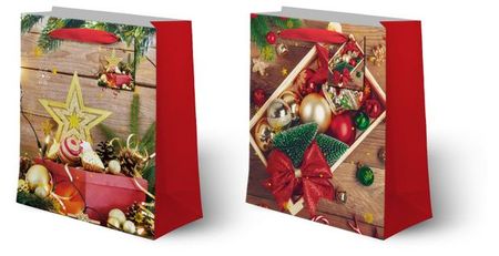 Пакет подарочный Новогодний декор L, 26х32х10 см 1 шт в ассортименте