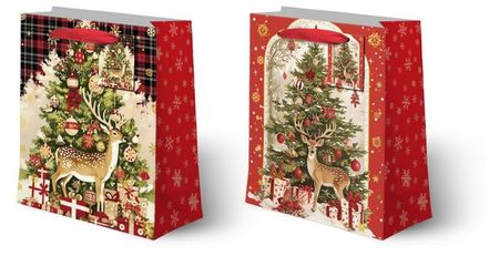 Пакет подарочный Ретро ель M, 17,5х23,5х8 см 1 шт в ассортименте