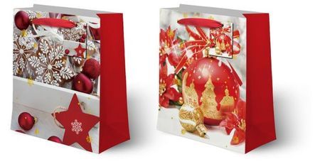 Пакет подарочный Красный стиль L, 26х32х10 см 1 шт в ассортименте