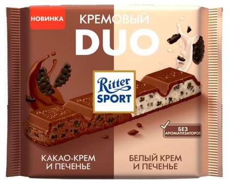 Шоколад молочный Ritter Sport DUO Кремовый с печеньем, 218 г