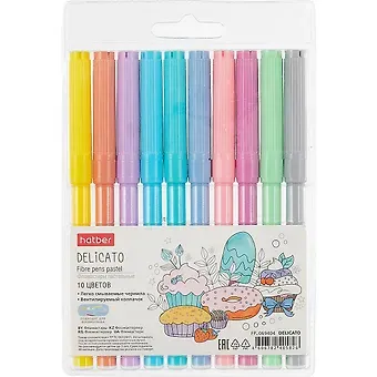 Фломастеры Hatber, Delicato Pastel, 10 цветов