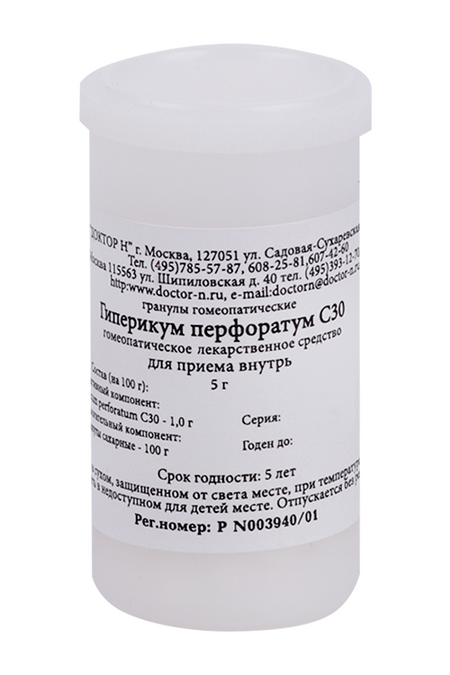 Гомеопатические монокомпонент препараты природ происхожд, 5 г, гранулы гомеопатические C30 Гиперикум перфоратум