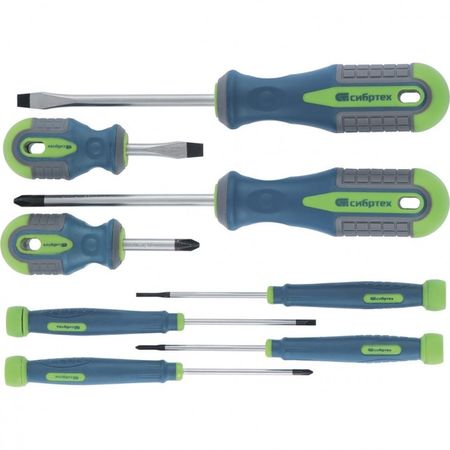 Набор отверток универсальный Сибртех 13375, CrV, трехкомпонентные рукоятки, 8 предметов 