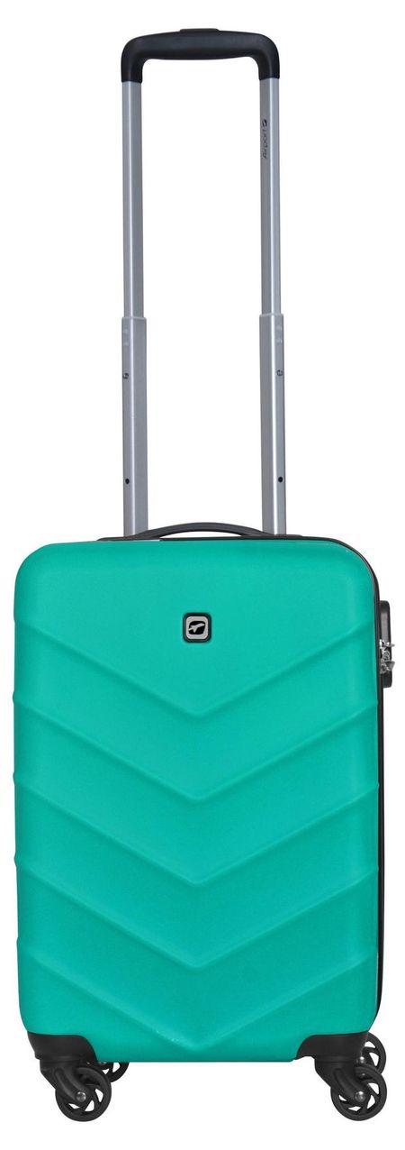 Чемодан жесткий Airport бирюзовый 4 колеса, размер L диалоги снаружи и внутри ажл