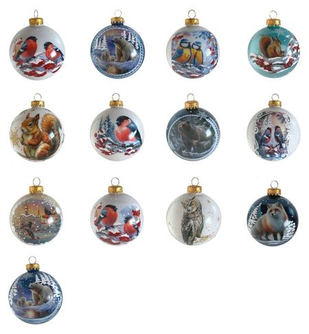 Елочный шар Птицы 8 см, 1 шт в ассортименте