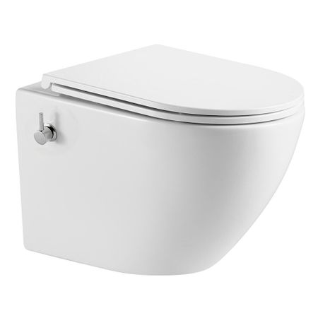 Унитаз подвесной Corsa Deco CX безободковый белый с функцией биде и сиденьем дюропласт микролифт (WHBCX520S)