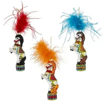 Украшение новогоднее Лошадка, 3 варианта (стекло) (6х3х14) (822466)