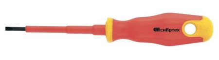 Отвертка диэлектрическая Сибртех двухкомпонентная рукоятка SL3, 75 мм
