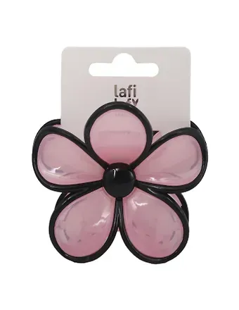 Заколка-крабик Цветок розовый (пластик) (12-253004-С12) (Lafilaf)