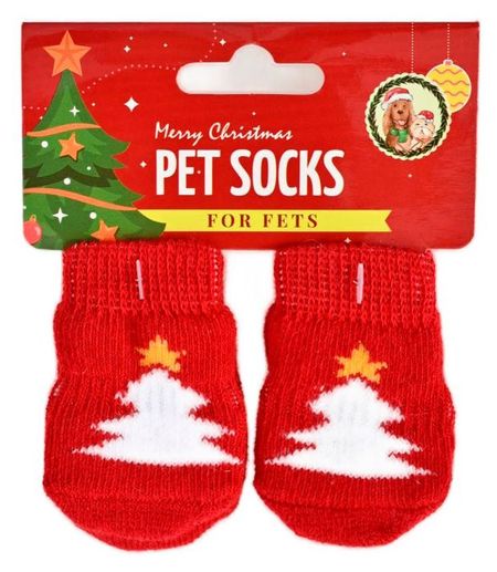 Носки для собак новогодние красные, 6х2,5 см