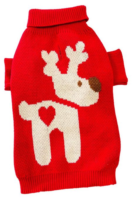 Свитер новогодний для собак Олень красный