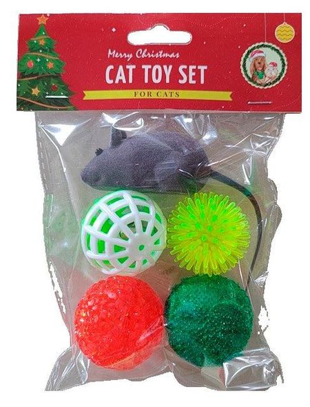 Набор новогодних игрушек для кошек, 5 шт