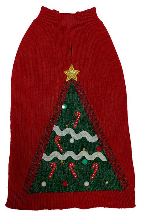 Свитер новогодний для собак Елочка красный