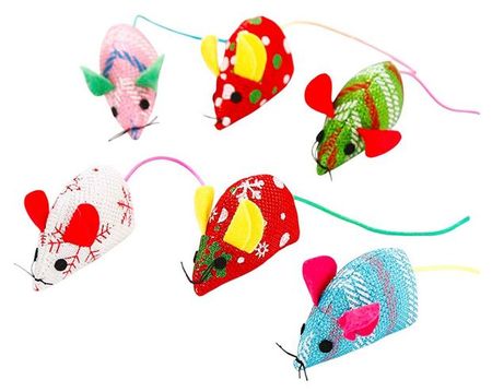 Игрушка новогодняя для кошек Мышка 6 см, 1 шт в ассортименте