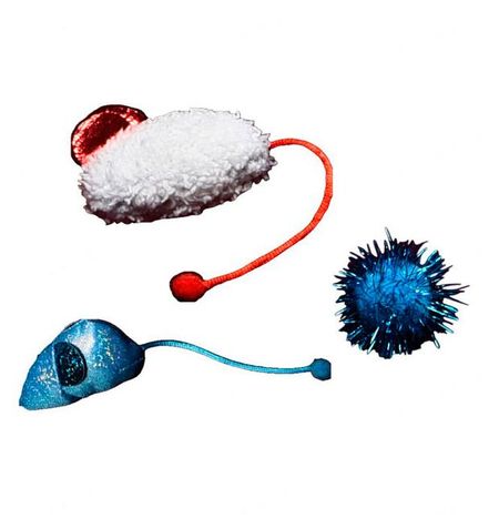 Набор новогодних игрушек для кошек с кошачьей мятой, 3 шт