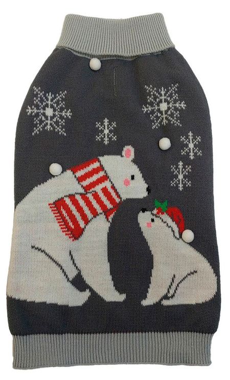 Свитер новогодний для собак Мишки серый