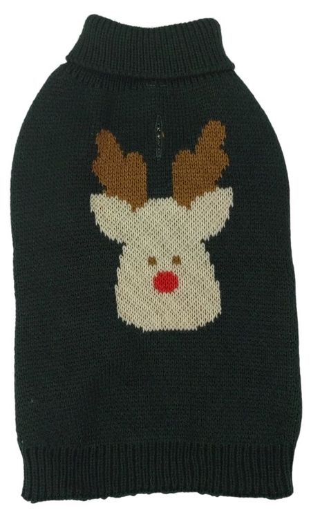 Свитер новогодний для собак Олень темно-зеленый