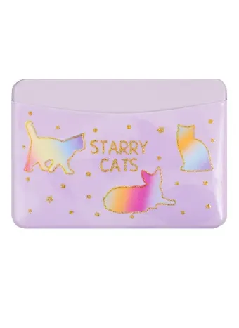 Чехол для карточек горизонтальный Starry cats фиолетовый (котики) (ДКГ2020-43)