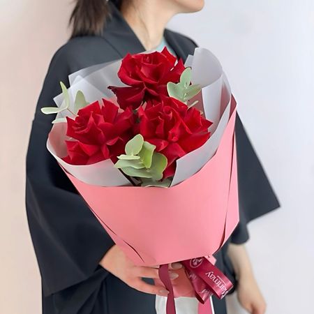 Букет живых цветов MARIMAY Букет с красными розами гелевые ручки с кристаллами и розами черные 4 шт