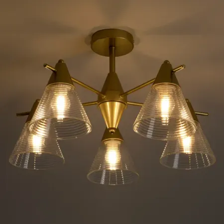 Люстра потолочная Blissa 5 ламп 20 м² цвет бронза/прозрачный