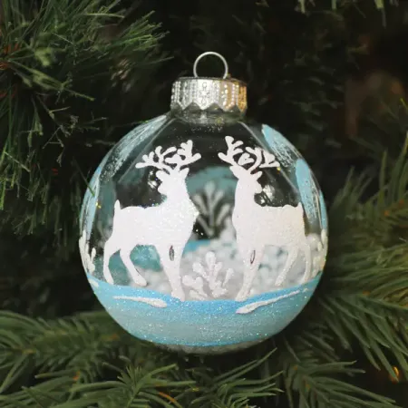 Шар Олени зимой 2 КУ-80-214008 Коломеев 8x9 см