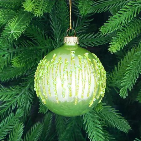 Шар Yancheng Shiny стеклянный зелёный с золотым узором