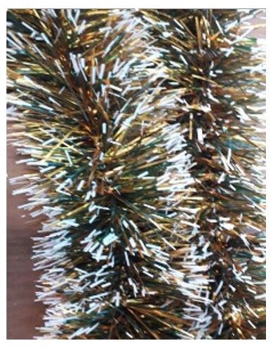 Мишура КазКом зеленая с золотыми кончиками, 2 м