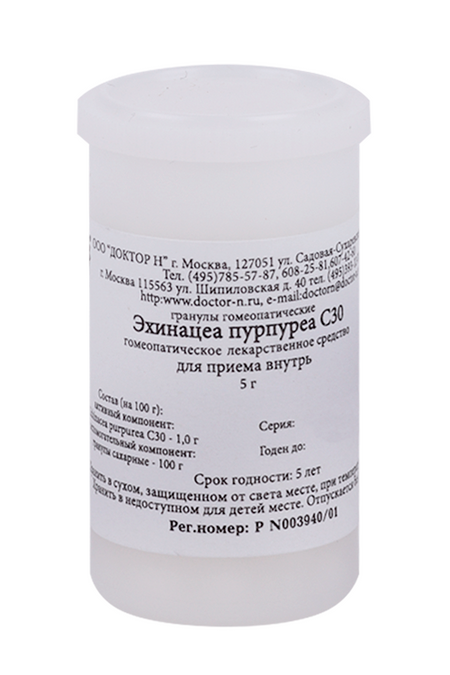 Гомеопатические монокомпонент препараты растительн происхожд, 5 г, гранулы гомеопатические C30 Эхинацея пурпуреа