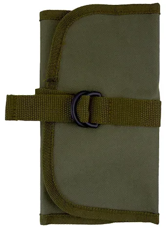 Пенал-скрутка 36х21см в развороте, для карандашей и ручек, на 16 предметов,  ткань, регулируемая застежка, оливковый.