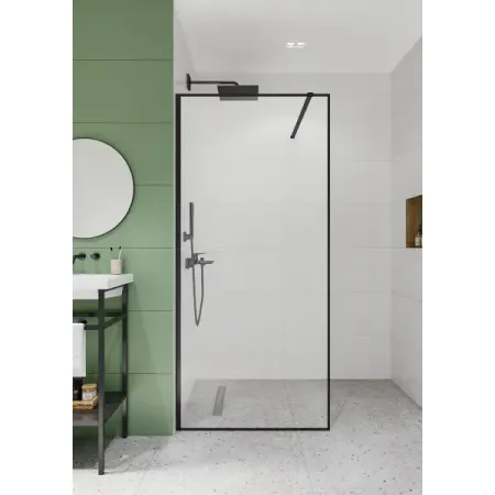Душевая перегородка Walk In Март 100x195см профиль черный стекло прозрачное 8мм