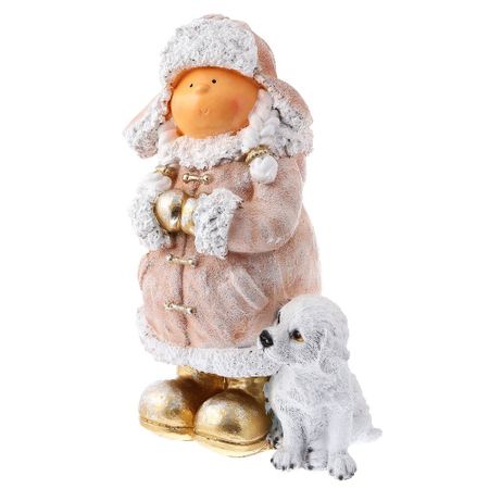 Декоративная новогодняя фигура Полиформ Девочка в шапке с собачкой 42 см