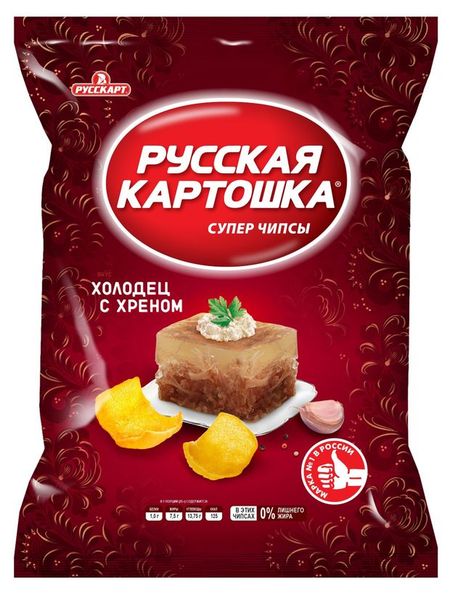 Чипсы картофельные Русская картошка со вкусом холодца и хрена, 105 г