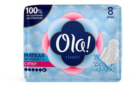 Прокладки женские гигиенические Ola! Classic super 6 капель, 8 шт