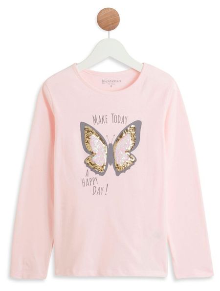 Футболка для девочки InExtenso с длинным рукавом розовая