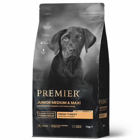 Еда Premier Свежее мясо индейки для щенков юниоров средних и крупных пород (3 кг)