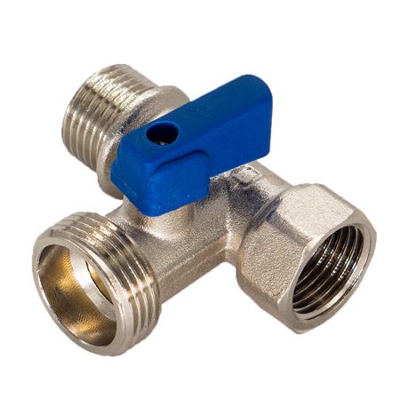 Кран шаровой латунный СТМ 1/2 ВР(г) х 3/4 НР(ш) х 1/2 НР(ш) к бытовой технике мини трехходовой (CA3N1234) мини фигурка краба из латуни