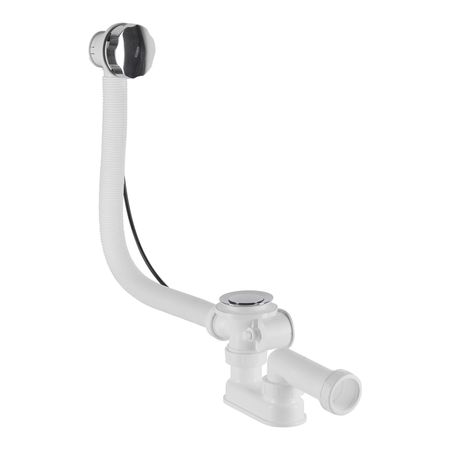 Сифон для ванны Alcadrain регулируемый полуавтомат с выпуском d70 мм с переливом (A55K-VE-01/A55K-RU-01)