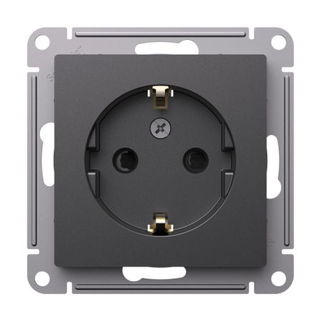 Розетка Systeme Electric AtlasDesign встраиваемая базальт со шторками (ATN001445)