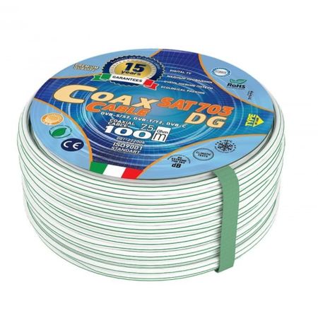 Кабель коаксиальный телевизионный SAT 703 1х6,8 мм экранированный AVS Electronics белый (50 м) bevotop bt1197 rg223 коаксиальный кабель bnc bnc 50 ом
