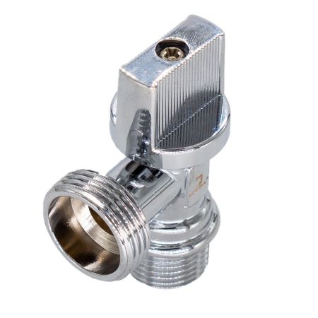 Кран шаровой латунный СТМ 1/2 НР(ш) х 3/4 НР(ш) к бытовой технике бабочка с отражателем угловой (CAMV1234)